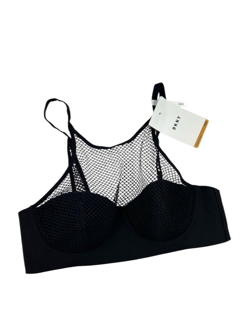 Dkny Black Mesh High-Neck Bralette with Molded Cups Size 34A